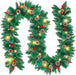 9Ft Christmas Garland Snow Flocked with Lights Pinecones Berries Wreath Bushy