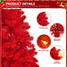 6Ft Red LED Christmas Tree Artificial 100 Warm Light Xmas Tree with Metal Stand