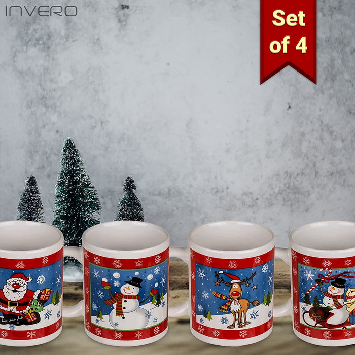 Christmas Mugs Printed Xmas 12Oz Fine Bone China Drinking Tea Coffee Gift X4