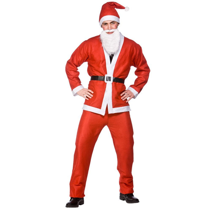 Adult Santa Claus Costume Suit Beard Hat Father Christmas Fancy Dress Mens Xmas