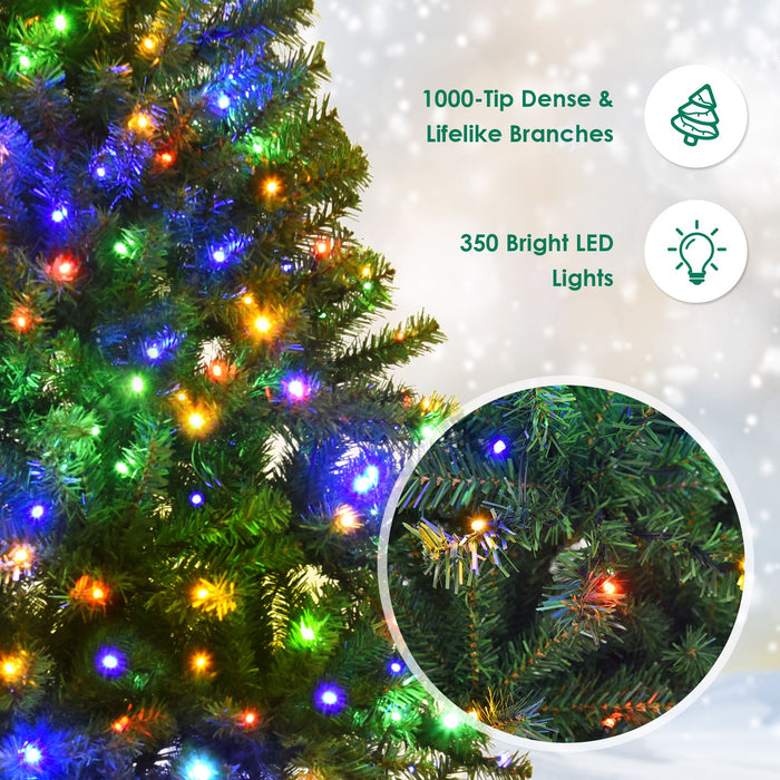 6 FT Pre-Lit Artificial Christmas Tree with 350 Warm White and Multicolored LED Lights