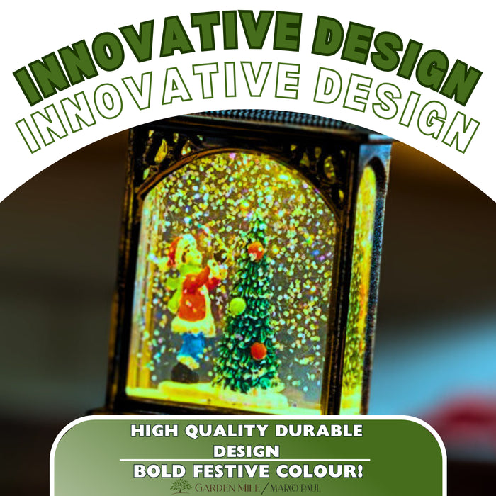 Christmas Snow Globe Lantern Scene Tree Ornament Decoration Xmas LED Light Up