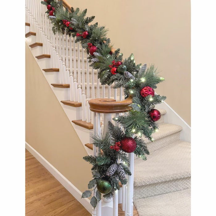 9 Ft Pre-Lit Christmas Artificial Garland with Twinkling LED Lights