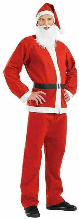 Adult Santa Claus Costume Suit Beard Hat Father Christmas Fancy Dress Mens Xmas