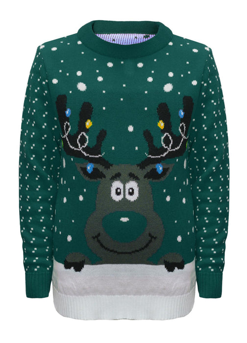 LADIES KNITTED RUDOLPH REINDEER XMAS WOMENS CHRISTMAS NOVELTY JUMPER SWEATER TOP