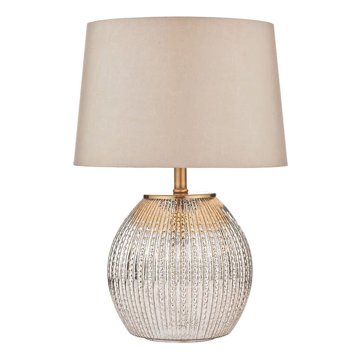 Sonia Brass & Silver Dual Table Lamp with Taupe Shade