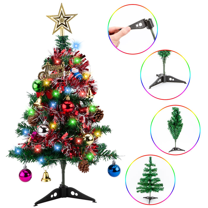 60Cm Desktop Mini Small Christmas Tree with LED Lights Table Top Xmas Tree Decor