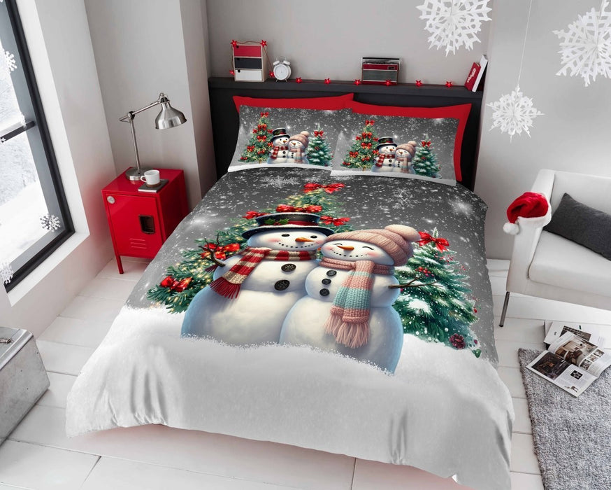 Xmas Duvet Quilt Cover Pillowcase Soft Reversible Printed Bedding Set All Size