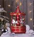 Mechanical Carousel Music Box Wooden Christmas Decoration Ornament Festive RED