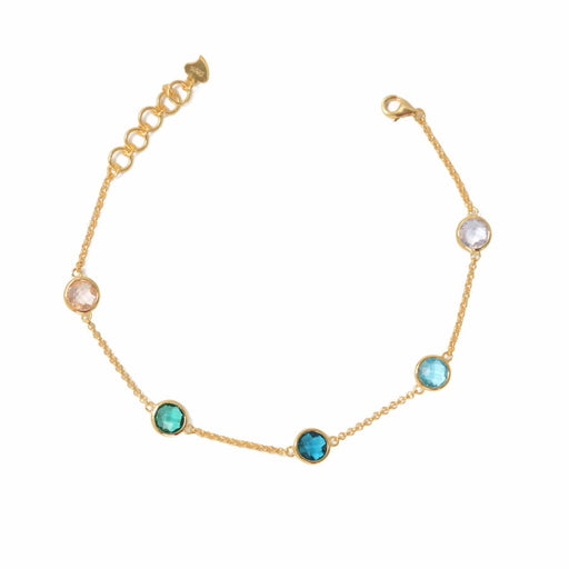  Gold-plated sterling silver stackable bracelet with colourful gemstones for women