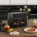 8L dual zone air fryer with SYNCFinish, LED touchscreen, 2 baskets and 8 presets – silver black kitchen appliance for UK homes

