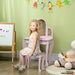 Kids Dressing Table and Stool w/ Mirror and Drawer, for Ages 3-6 Years - Pink - Samanta Factory