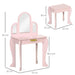 Kids Dressing Table and Stool w/ Mirror and Drawer, for Ages 3-6 Years - Pink - Samanta Factory