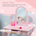Kids Dressing Table and Stool w/ Mirror and Drawer, for Ages 3-6 Years - Pink - Samanta Factory