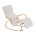  Cream White Rocking Recliner Chair with 5-Level Adjustable Footrest and Birch Frame
