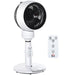 Modern black and white air circulator fan with 3 speeds, 360° tilt, remote control and pedestal base – UK home cooling fan