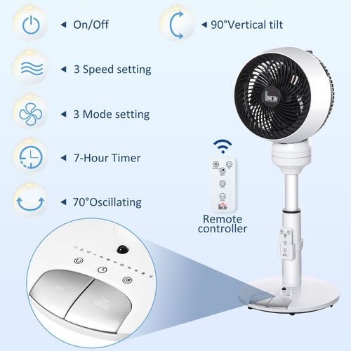 360° Air Circulator Fan – 3-Speed Oscillating Pedestal Fan with Tilt, Remote & Adjustable Height - Samanta Factory