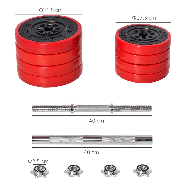 20KGS Dumbbell & Barbell  Adjustable Ergonomic Set Exercise in Home Gym HOMCOM - Samanta Factory