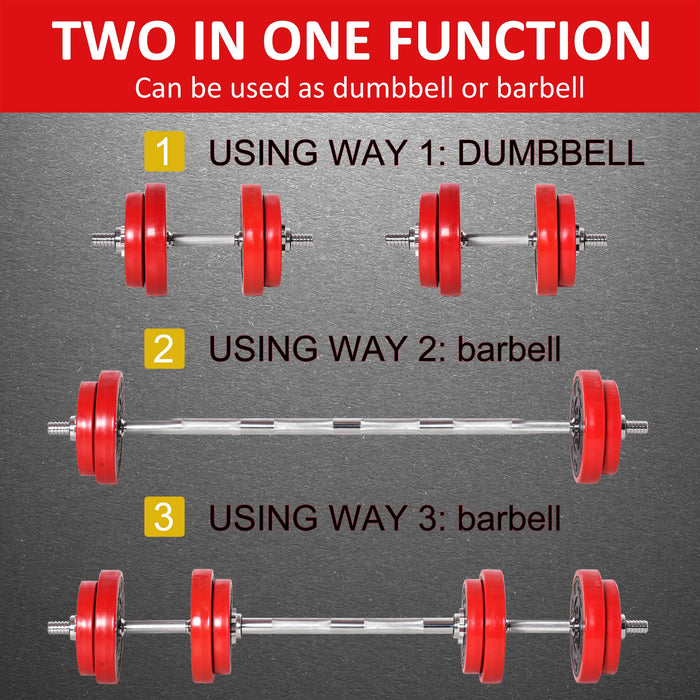 20KGS Dumbbell & Barbell  Adjustable Ergonomic Set Exercise in Home Gym HOMCOM - Samanta Factory