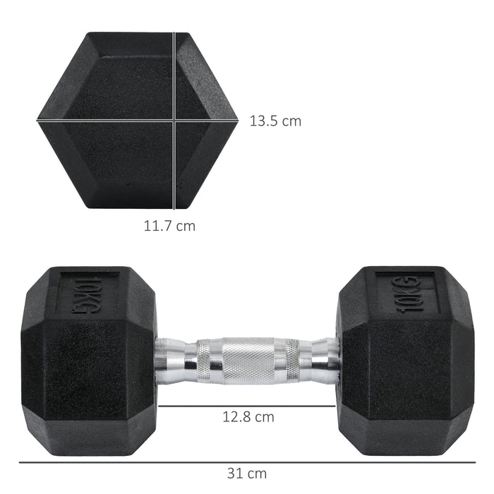 Hexagonal Dumbbells Kit Weight Lifting Exercise for Home Fitness 2x10kg HOMCOM - Samanta Factory