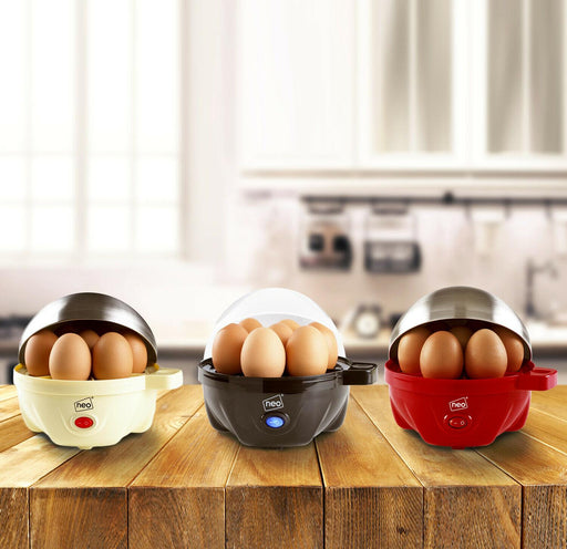 Compact stainless steel 3-in-1 egg cooker with poaching and steaming tray
