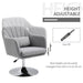 Retro Linen Swivel Tub Chair – Adjustable 360° Accent Seat with Steel Frame & Cushion (Light Grey) - Samanta Factory