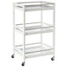 Pine Wood 3-Tier Kitchen Trolley with Stainless Steel Shelves and Smooth-Gliding Wheels
