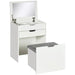 White Dressing Table Set w/ Mirror & Stool – Glam Vanity + Storage! ✨ - Samanta Factory