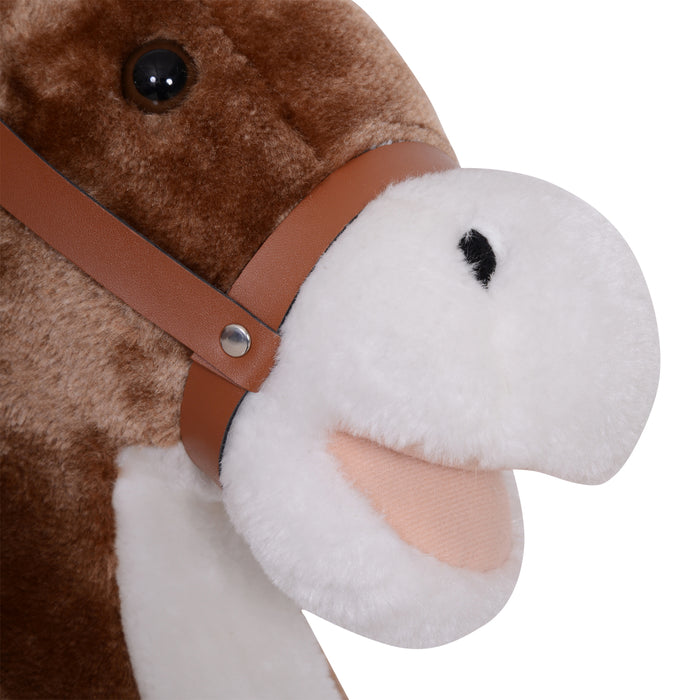 HOMCOM Kids Rocking Horse Wooden Plush Age 3 Children Ride On Toy Rocker Baby - Samanta Factory