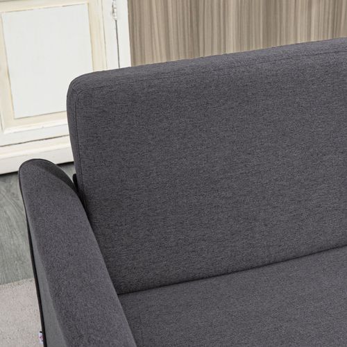 Dark Grey Linen 2-Seater Sofa | Modern Upholstered Loveseat with Armrests – 141cm Wide - Samanta Factory