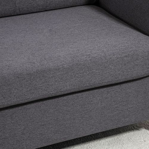 Dark Grey Linen 2-Seater Sofa | Modern Upholstered Loveseat with Armrests – 141cm Wide - Samanta Factory