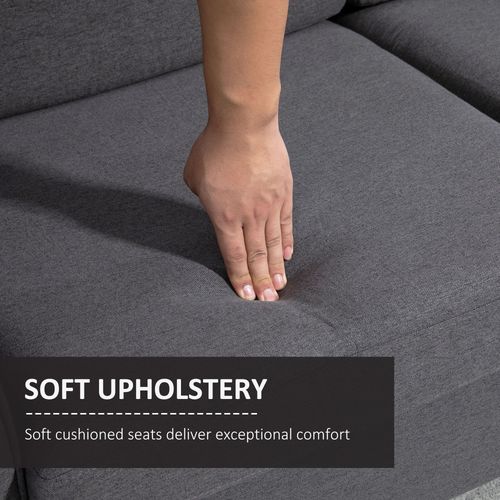 Dark Grey Linen 2-Seater Sofa | Modern Upholstered Loveseat with Armrests – 141cm Wide - Samanta Factory