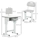Kids Desk and Chair Set Adjustable Height Study Table w/ Book Stand - Grey - Samanta Factory