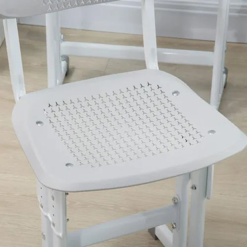 Kids Desk and Chair Set Adjustable Height Study Table w/ Book Stand - Grey - Samanta Factory