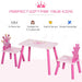 3 Pcs Kids Princess & Crown Chair Table Set Home Furniture 2-4 Yrs Pink HOMCOM - Samanta Factory
