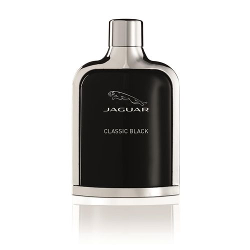 "Jaguar Black Eau de Toilette 100ml – sleek black bottle with silver logo"