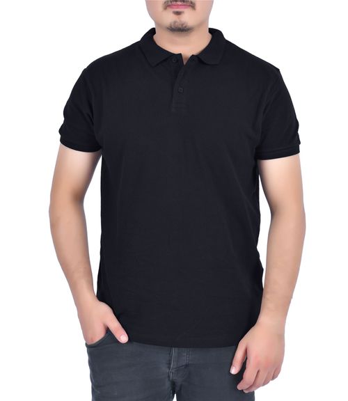 Mens Short Sleeve Polo Black - S - Samanta Factory