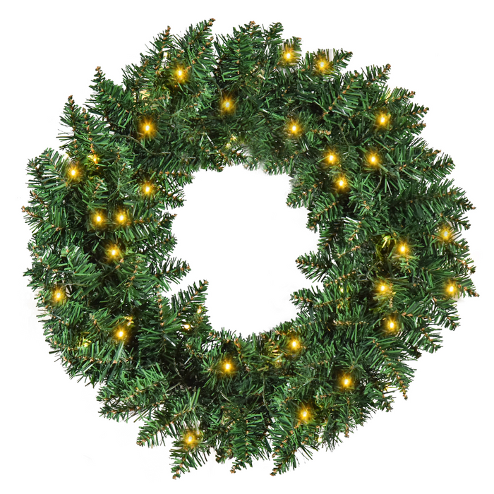 Christmas Wreath Decoration – 55cm Pre-Lit Artificial LED Ring - Samanta Factory