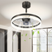 Modern ceiling fan with LED light, remote control, and acrylic bubble shade with reversible motor

