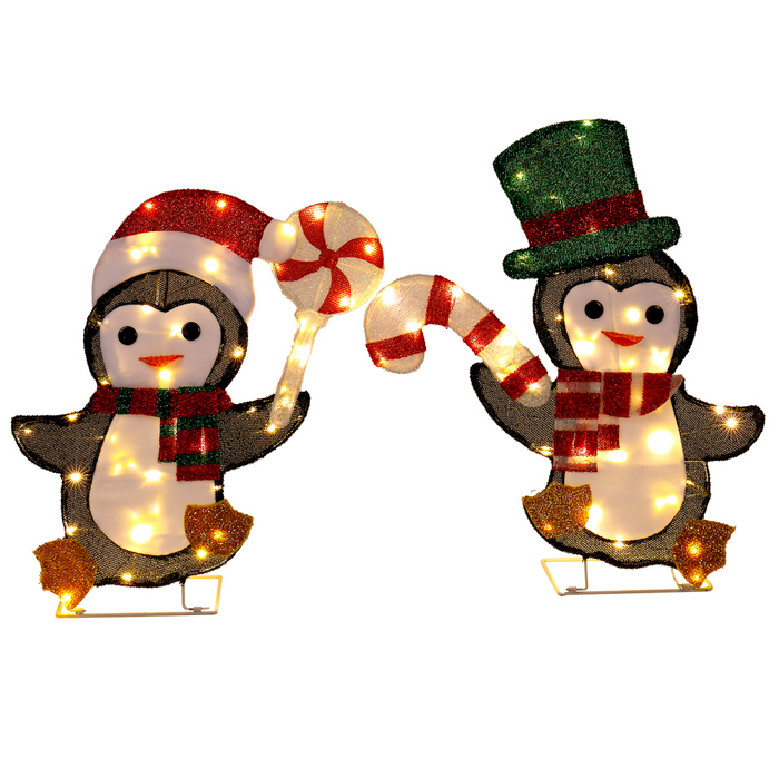 LED Lighted Christmas Penguin Decoration Set for Indoor & Outdoor