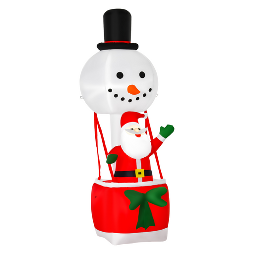 8ft inflatable Santa and snowman hot air balloon with LED lighting for Christmas décor