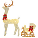 Warm white LED reindeer and sleigh Christmas decoration set