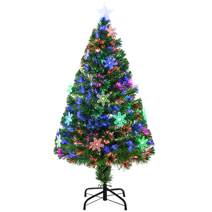 4FT Green Fibre Optic Artificial Christmas Tree LED Snowflakes Fireproofing - Samanta Factory
