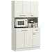 Tall Cream White Kitchen Pantry Cabinet with Adjustable Shelves and Drawer


