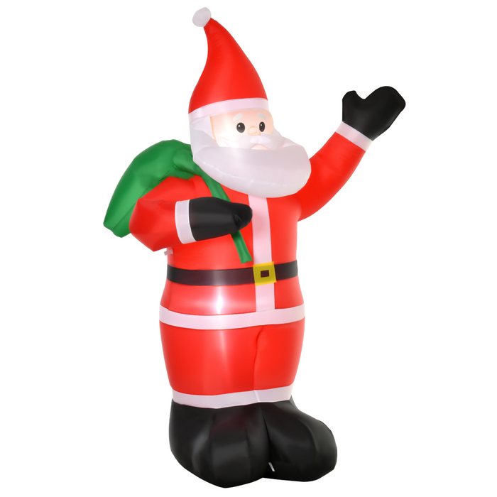 Large 8ft inflatable Christmas Santa figure with a classic design, illuminated by warm LED lights, suitable for outdoor yard display.
