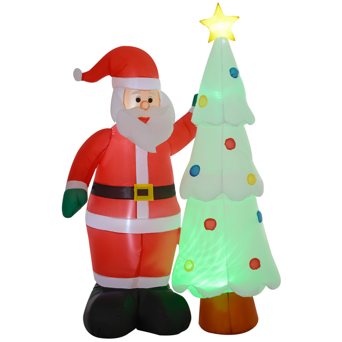 Inflatable Santa and Christmas tree with rotating magic ball LED light for outdoor holiday décor