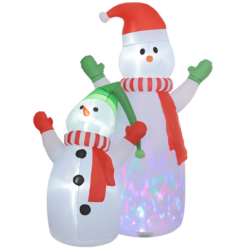 8ft inflatable snowman and child with LED and rotating lights for outdoor Christmas décor