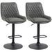  Set of 2 Swivel Adjustable Bar Stools in Dark Grey PU Leather with Footrest