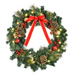 60cm pre-lit artificial Christmas wreath with LED lights, holly, and pine cones