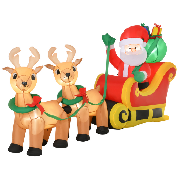 3.5ft Christmas Inflatable Santa Claus on Sleigh – LED Indoor Outdoor Display - Samanta Factory